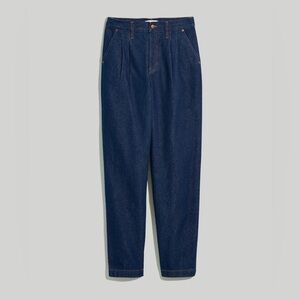 Madewell NWT Baggy Straight Jeans in Woodham Wash: Pleated Edition